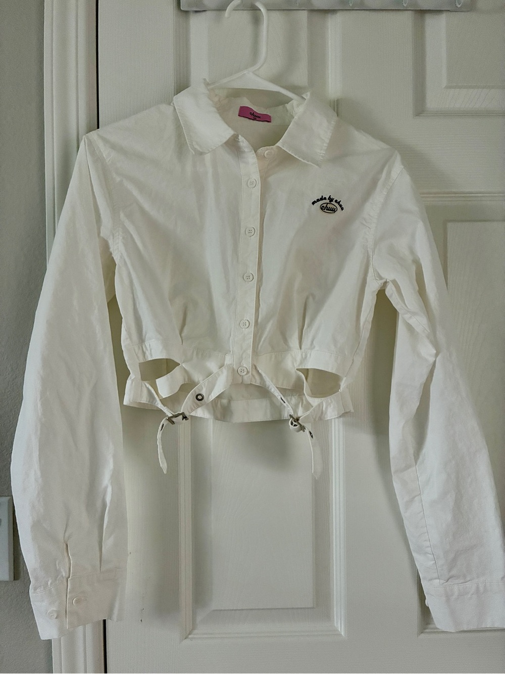 White Button-Up Shirt with Classic Collar